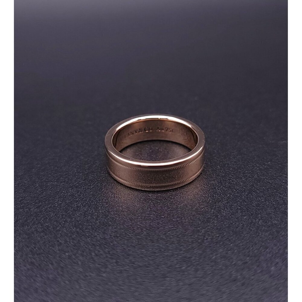 Tiffany & Co 18kt Rose Gold Together Double Milgrain 6mm Wedding Band Size 6.5 - Picture 5 of 15